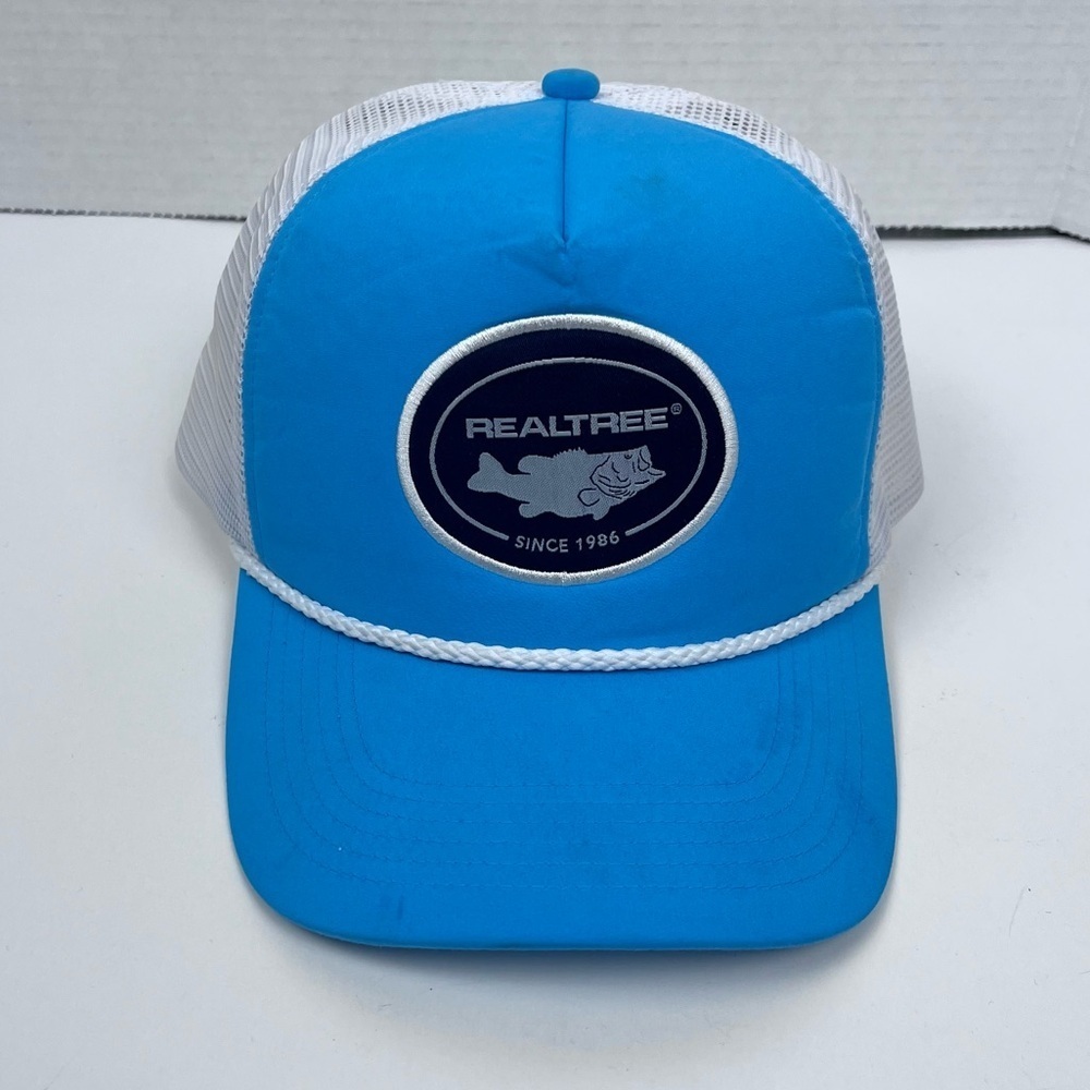 Real Tree Fishing Men's Light Blue Adjustable Back Trucker Cap One Size; Outdoor